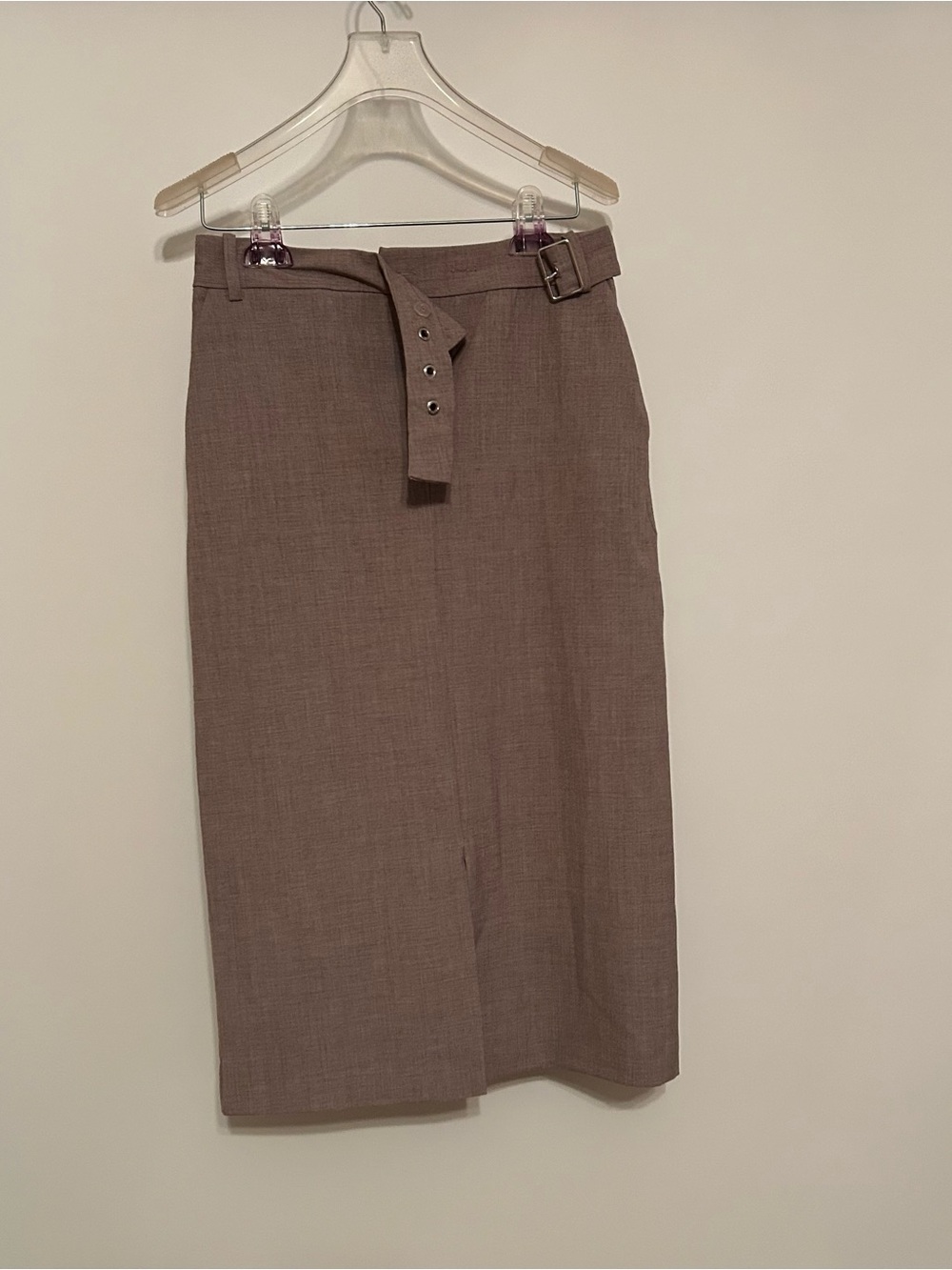 Halogen Taupe-Brown Belted Pencil Skirt